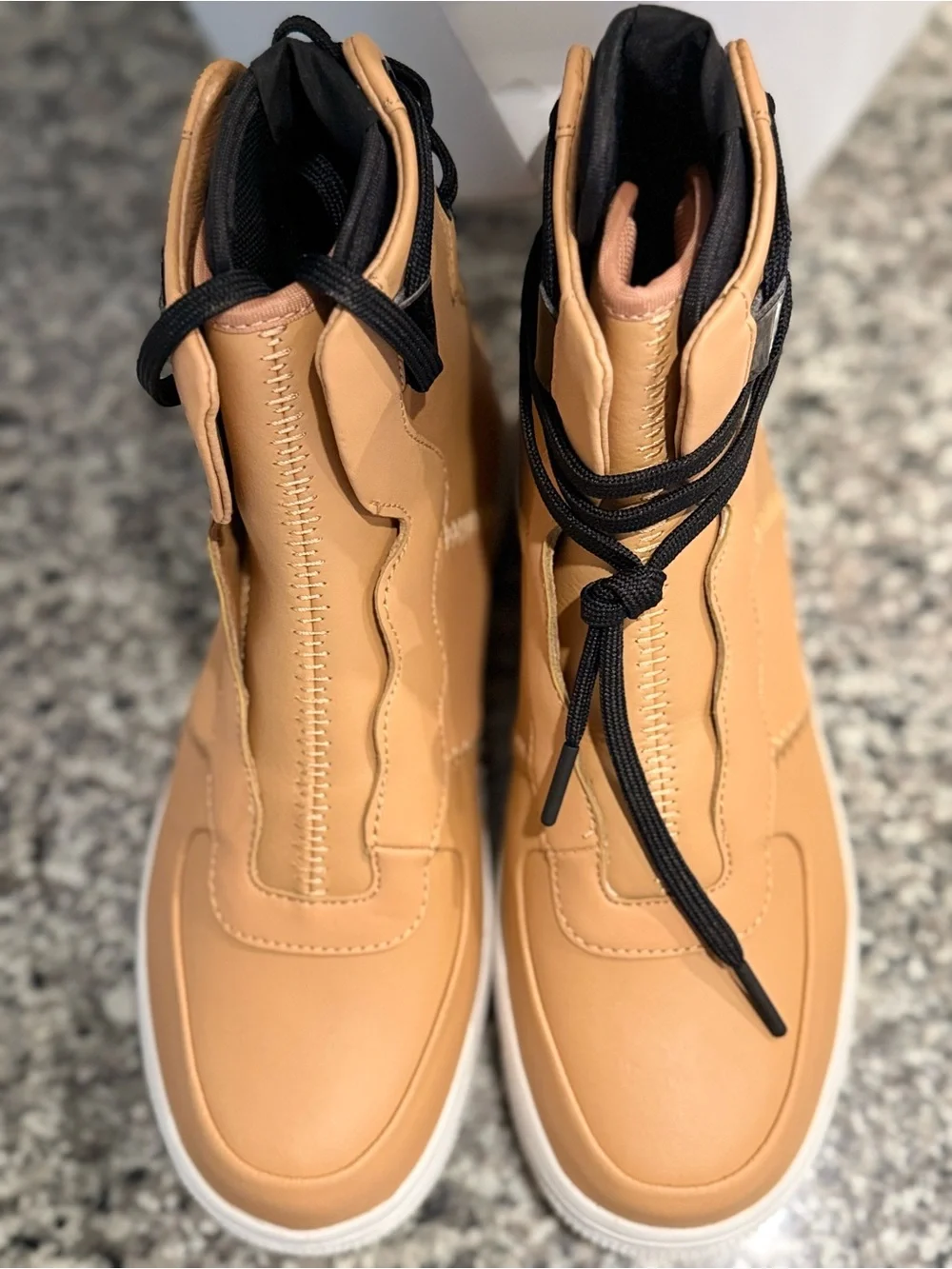 Nike Women's Tan High-Top Sneakers with Black Accents